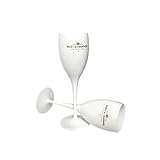 2 Stück Moët &Chandon Ice Imperial Champagnergläser，175ml Sektgläser set mit gravur kunststoff , Plastik Wine Party Moet Gläser，Weiß