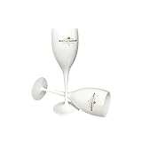 2 Stück Moët &Chandon Ice Imperial Champagnergläser，175ml Sektgläser set mit gravur kunststoff , Plastik Wine Party Moet Gläser，Weiß