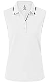 MoFiz Poloshirt Ärmellos Damen Golf Polo Sommershirts Atmungsaktiv Sport Top mit Kragen Weiß S