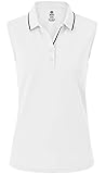 MoFiz Poloshirt Ärmellos Damen Golf Polo Sommershirts Atmungsaktiv Sport Top mit Kragen Weiß S