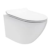 Franco Design Hänge WC spülrandlos Toilette inkl. WC Sitz mit Softclose Absenkautomatik + abnehmb