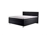 lifestyle4living Boxspringbett 140x200 grau anthrazit mit Kopfteil | Doppelbett mit Bonell-Federkern-Matratze, Härtegrad H2