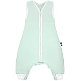 Alvi Sleep-Overall Baby Schlafsack mit Füßen Special Fabric Felpa Nap mint 110 cm aus 100% hochwertiger BIO-Baumw