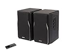 EDIFIER Studio R1380T 2.0 Regallautsprecher-System (42 Watt) im Echtholzgehäuse (MDF). Zwei LINE IN Anschlüsse. Infrarot-Fernbedienung und seitliche Bedienelemente für Bässe, Höhen und Lautstärk