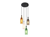 Globo Industrial LED Pendelleuchte mit Vier Flaschen Lampenschirmen bunt, Ø 38