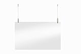 PLEXIDIRECT Spuckschutz Plexiglas Schutzwand Hängend zum Aufhängen für Deckenmontage Trennwand zur Hängenden Montage von Decke, Deckensystem-Aufhängeset, 4mm & 150 x 100 cm (BxH)