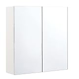 Beliani Moderner Bad Spiegelschrank weiß quadratisch 60x60 cm 1 türig N