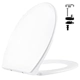 Homewit WC Sitz Toilettendeckel mit Absenkautomatik, abnehmbar Oval-Form universal WC Deckel Klodeckel Toilettenbrille Toilettensitz aus Duroplast, antibakteriell, Topfix, mit Edelstahl-Befestigung