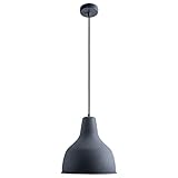 Paco Home Pendelleuchte Hängelampe Esszimmer Küchenlampe Hängend Esstischlampe Mit 1,5m Textilkabel Kürzbar E27, Farbe: Anthrazit-Weiß, Lampentyp: 1-flammig