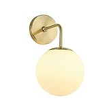 Nordic Minimalismus sconce Wandleuchte Kugel Mattes weißes Glas Lampenschirm Gold Kupferhalterung Wandleuchten E27 Birne Base Wandbeleuchtung für Wohnzimmer Schlafzimmer Gang