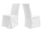 TexDeko Universal Stuhlhusse - Modell Paris - Weiß waschbar und wiederverwendbar Stuhlbezug Premium Q