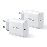 UGREEN 20W USB C Ladegerät 2 Pack, USB C Netzteil PD 3.0 2 Stück, USB C Power Adapter kompatibel mit iPhone 13, 13 Pro, 13 Pro Max, 12, 12 Mini, 11, X, iPad Pro 2021 M1, Galaxy S21, S20 usw.(weiß)