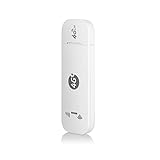 Mibee 4G LTE USB Modem Mobiler WiFi Hotspot mit SIM Karten Slot 150Mbps DL 50Mbps UL Max 10 Geräte Externe Antennenanschlüsse Weiß, EU V