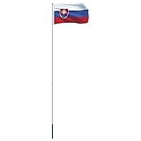 vidaXL Flagge Slowakei Mast Slowakische Nationalflagge Fahne Hissflagge Hißflagge Hissfahne Teleskop Fahnenmast Flaggenmast Flaggenstange Aluminium 4