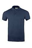 Herren-Poloshirt, normale Passform, Baumwoll-Piqué, einfarbig, Freizeitkleidung, Sport-Top, navy, L