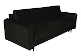 Modernes Luiza Sofa mit Schlaffunktion und Bettkasten, Couch mit Bettfunktion (Black)