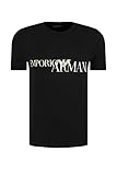 Emporio Armani 111035 0A516 Herren-T-Shirt, Rundhalsausschnitt, kurzärmlig, Schwarz / gelbes Logo, L