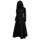 Darringls Halloween Gothic Kleidung Damen mit Kapuze Mittelalter Kleid Tie Dye Renaissance Kostüm Damen Mittelalter Kleidung Langarm Retro Gothic Cosplay Kostüm Hoodie Asymmetrische Maxikleid…