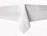 TextilDepot24 Damast Tischdecke 130 x 280 cm - weiß mit Atlaskante bei 95°C waschbar - hochwertige Vollzw