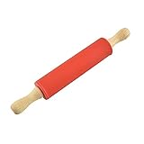 AJMINI Mini-Walzbolzen, Hölzerner Griff-Walzbolzen, Non-Stick-Silikon-Rollstifte, groß für Kinder in der Küche, Play-Doh, Handwerk und einfallsreiches Spiel (Size : 38x5.3cm)