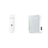 Huawei entsperrt E3372h-320 LTE / 4G 150 Mbit/s mobiler USB-Breitbanddongle (weiß) & TP-Link TL-MR3020 N300 WLAN Nano mobiler Router (300Mbit/s 2,4GHz, tragbar, 3G/4G-Router) g