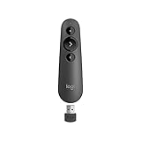 Logitech R500s Presenter mit Laser Klasse 1 für Bluetooth und USB – Universell kompatibel, 20 Meter Reichweite, konfigurierbar, intelligente Batterienutzung mit 12 Monaten Laufzeit – Dunkelg