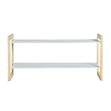 Lastdeco Mehrzweck-Schuhschrank, Holz, Regal, Schuhschrank, Schuhschrank, Flur, 2 Einlegeböden, abnehmbar, nordischer Stil, Weiß und Natur, 74 x 30 x 35