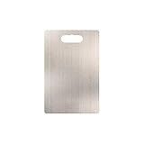 Heigmz Schneidbrett, 304 Edelstahl-Schneidebrett Mehltau-Proof-Schneidebrett Obst-Schneidebrett rechteckige Mini-Hackbrett (Color : Silver, Size : 29X20CM)