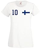 Youth Designz Damen T-Shirt Trikot Finnland mit Wunschname + Nummer - Weiß L