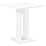 [en.casa] Küchentisch Quadratisch 65 x 65 x 78 cm Säulentisch Esszimmertisch aus Spanplatte Speisetisch Tisch Weiß Hochg