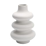 Pevfeciy Vase für Pampasgras, Vase Weiß Keramik Groß Handmade, Minimalistische Deko Vase für Küche Wohnzimmer Schlafzimmer Office,Weiß