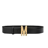 Moschino Gürtel groß schwarz matt Logo M gold tg 44