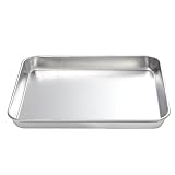 DOITOOL Edelstahl-Plätzchenblech zum Backen, spülmaschinenfest, Backblech für Toaster-Ofen, Braten oder Grillen (23 x 17 cm)