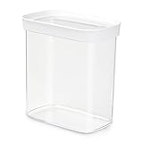 EMSA 513558 Vorratsdose Optima | Für Trockenvorräte | 1,6 L | Stapelbar | Rechteckig | 100 % keimfrei | Frische-Dichtung | 100 % Sicher | Weiß/ Transp