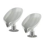 ZXCFTG Selbstentleerender Seifenhalter, Blattform, nicht gestanzt, leicht zu reinigen, Seifenschale, Seifenbehälter, für Badezimmer, Dusche, Küche, 2 Stück