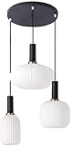 GDEVNSL HochwertigeNordic Pendelleuchte Milchglas Postmoderne Kronleuchter 3 Lichter Kopf Weiß Wohnzimmer Restaurant Schlafzimmer Hängelampen S