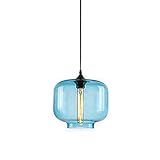 Hallenhängende Anhängerbeleuchtung Pendelleuchte-Moderne Säule Glassheiht Verstellbare Decke Kronleuchter E27 BASE KÜCHEN INSEL Hängende Lampen for Restaurant Bar Cafe Loft,max60w (Farbe : Blau)