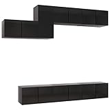 vidaXL TV Schrank Set 7-TLG. Wohnwand Schrankwand Anbauwand Hängeschrank Wandschrank TV Möbel Fernsehschrank HiFi-Schrank Lowboard Hochglanz-Schwarz Spanp