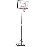 HOMCOM Mobiler Basketballständer Basketballkorb mit Ständer höhenverstellbar, Stahl+Kunststoff, Schwarz, 86 x 153 x 250-350