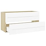 Susany Waschbeckenunterschrank mit 1 Schublade Badezimmerschrank Badschrank Unterschrank Badmöbel Hängeschrank Spanplatte Weiß Sonoma-Eiche 100x38,5x48