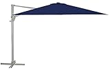 Dehner Ampelschirm Zypern, eckig, mit UV-Schutz 80+, 264 x 300 x 300 cm, Aluminium/Polyester/Stahl, dunkelblau  