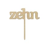 Studio Wirbelwind | Cake Topper zehn Holz | Kuchenstecker 10. Geburtstag, Topper Holz Happy Birthday, Holztopper Geburtstag, Kuchen Topper Z