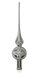 Spitze silber mit weißen Blumen d 6cm Christbaumschmuck Weihnachtsschmuck mundgeblasen,handdekoriert Original Lauschaer G