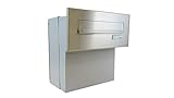 F-04 Edelstahl Mauerdurchwurf Briefkasten mit Namensschild (Tiefe: 19-27 cm) - LETTERBOX24