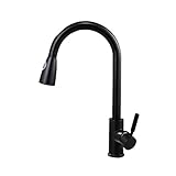 Küchenarmaturen Einhebelmischer Edelstahl 360° drehbar, Ausziehbare Küche aus schwarzem Edelstahl mit heißem und kaltem Wasserhahn Spüle Spüle spritzwassergeschützter W