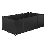 EUGAD Freigehege für Kaninchen Hasen Meerschweinchen Welpenauslauf DIY Schwarz 12 Platten (35x45cm/Platte) 145 x 75 x 46 cm 0035WL