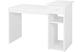 Yaheetech Schreibtisch Computertisch 112 x 50 x 82 cm, Bürotisch mit Schublade, Arbeitstisch 2 Ablage aus MDF, PC Tisch in Weiß