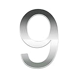 Edelstahl Hausnummer Selbstklebend - Höhe 76mm/3Zoll - Metal Aufkleber (76MM, Satin 9)
