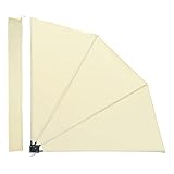 Sekey Balkonfächer klappbar mit Wandhalterung, 140x140cm, Sichtschutz Balkon Sonnenschutz, Balkonsichtschutz Windschutz, Wasserdicht, mit Schutzhülle, 220g/㎡ Polyester, Beig