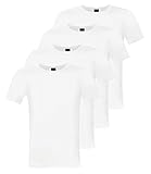 BOSS Hugo 4er Pack Herren Slim Fit T-Shirts, Rundhals, Unterhemden Halbarm, Uni (Weiß, 6 (Large))